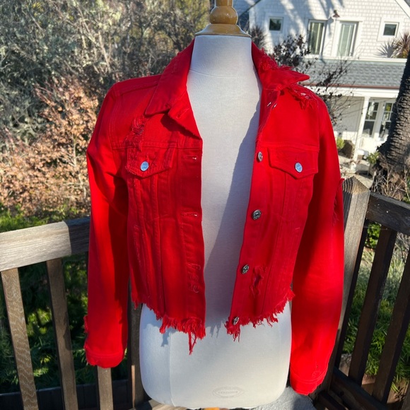 Veronica Beard Red denim Jacket Sz m - Picture 1 of 3